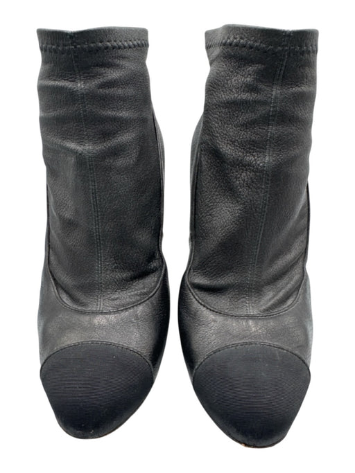 Chanel Shoe Size 38 Black Leather Gold Heel Stiletto Vintage Booties Black / 38