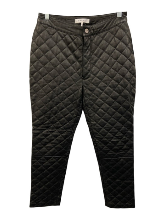 Frame Size 28 Black Lamb leather Quilted High Rise Zip Fly Slim Pants Black / 28