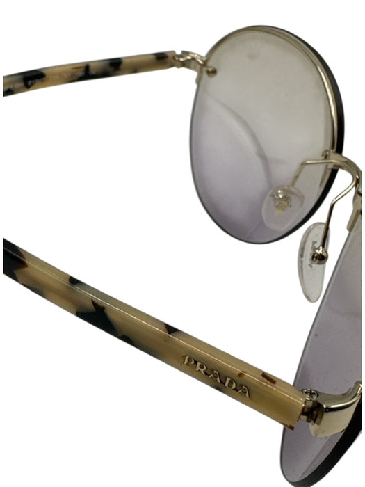 Prada Beige & Black Acetate Round Lens Tortoiseshell Gradient Lens Sunglasses Beige & Black