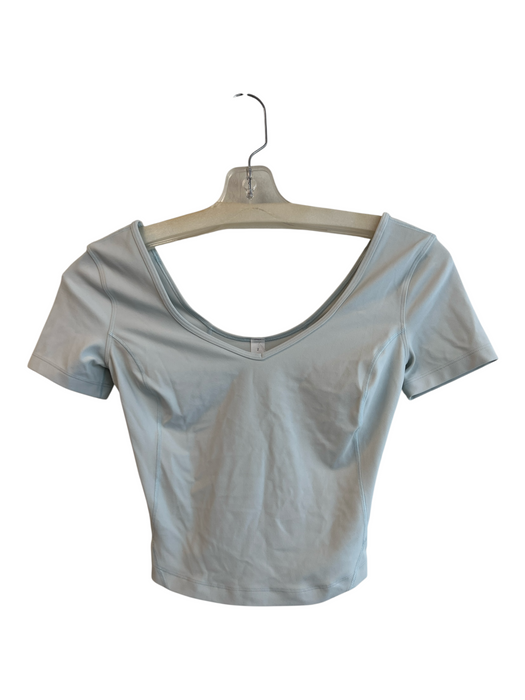 Lululemon Size 2 Pale Blue Nylon Blend V Neck Short Sleeve Cropped Top Pale Blue / 2