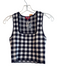 Staud Size S Navy & Cream Viscose Blend Square Neck Short Sleeve Plaid Knit Top Navy & Cream / S