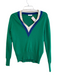 Sandro Size Est S Green Wool Blend V Neck Long Sleeve Ribbed Trim Sweater Green / Est S
