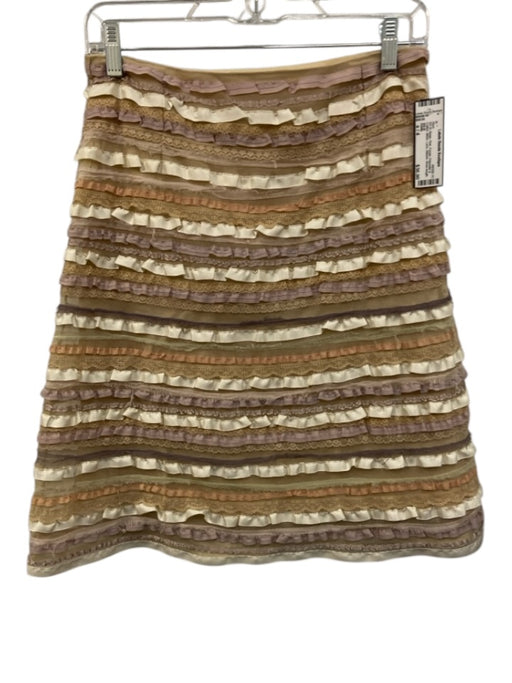 Odille Size s / 4 Beige, Pink, Purple Polyester & Cotton Mesh Lace Ribbon Skirt Beige, Pink, Purple / s / 4