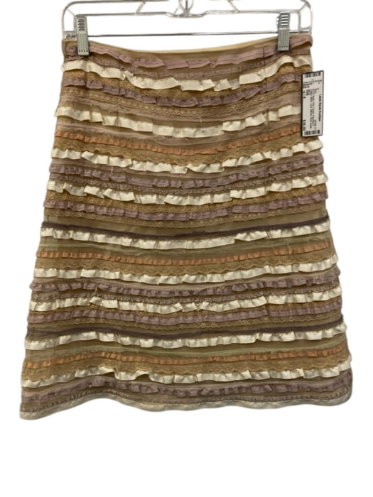 Odille Size s / 4 Beige, Pink, Purple Polyester & Cotton Mesh Lace Ribbon Skirt Beige, Pink, Purple / s / 4