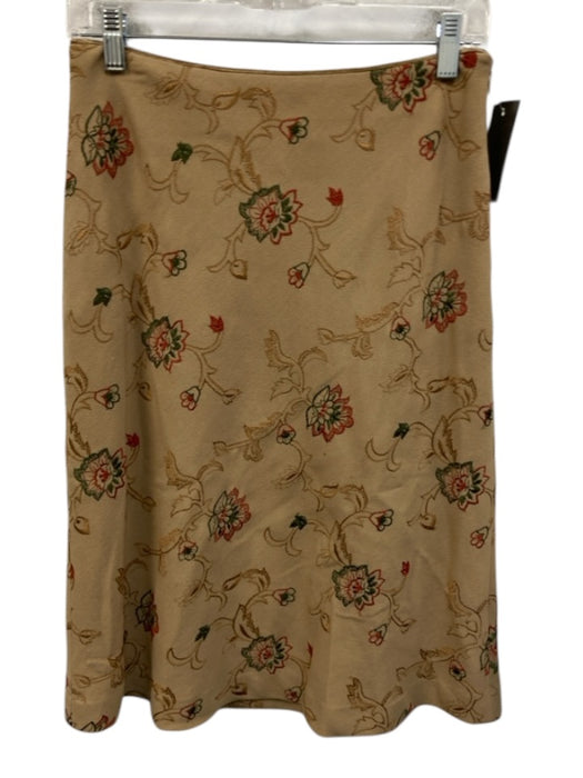Oscar by Oscar de la Renta Size s / 4 Beige, Red & Green Wool Side Zip Skirt Beige, Red & Green / s / 4