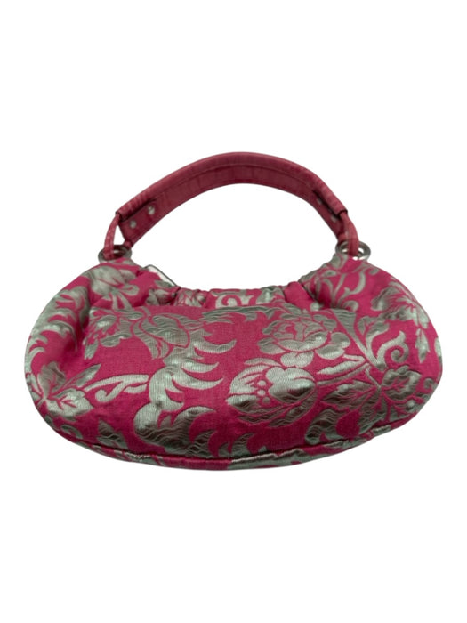 Kate Spade Pink & Silver Tapestry Croc Embossed Detail Brocade Bag Pink & Silver / XS