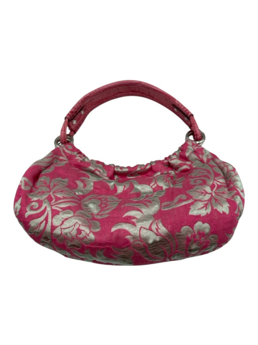 Kate Spade Pink & Silver Tapestry Croc Embossed Detail Brocade Bag Pink & Silver / XS