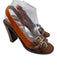 Chloe Shoe Size 38.5 Brown & Orange Leather & Fabric Wood Heel Buckle Sandals Brown & Orange / 38.5