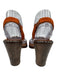 Chloe Shoe Size 38.5 Brown & Orange Leather & Fabric Wood Heel Buckle Sandals Brown & Orange / 38.5