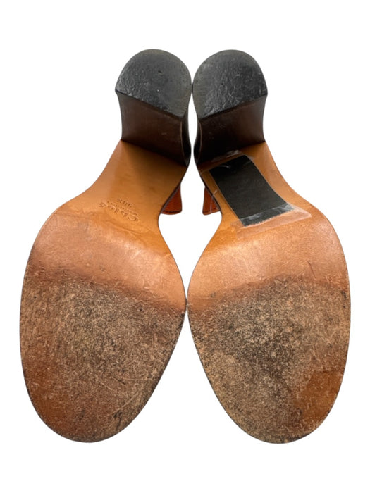 Chloe Shoe Size 38.5 Brown & Orange Leather & Fabric Wood Heel Buckle Sandals Brown & Orange / 38.5