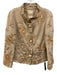 Tracey Reese Size M / 8 Tan Beige Silk Embroidered Flowers Ruffle Hem Skirt Set Tan Beige / M / 8
