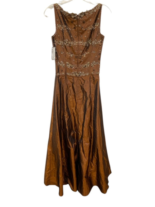 Badgley Mischka Size Est S Copper Brown No Fabric Tag Beaded Square Neck Gown Copper Brown / Est S