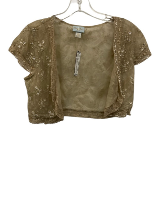 Tracey Reese Size S / 6 Beige Nylon & Silk Lace Overlay Beaded Cap Sleeve Top Beige / S / 6