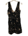 Lela Rose Size s / 4 Black & Nude Silk 3d Floral Detail Wide Straps V Neck Dress Black & Nude / s / 4