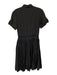 Rochas Size S / 6 Black & Navy Blue Silk Short Sleeve Collar Knit Detail Dress Black & Navy Blue / S / 6