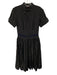 Rochas Size S / 6 Black & Navy Blue Silk Short Sleeve Collar Knit Detail Dress Black & Navy Blue / S / 6