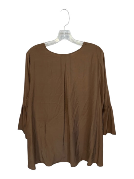 LaRoque Size S Brown Silk Flowy Bell Sleeve High Low Top Brown / S