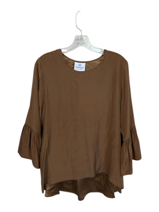 LaRoque Size S Brown Silk Flowy Bell Sleeve High Low Top Brown / S
