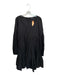 En Saison Size L Black Cotton Round Neck Long Sleeve Zip Back Midi Dress Black / L