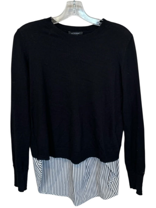 Acrobat Size L Black Cotton Blend Long Sleeve Sweater Stripes Top Black / L