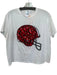 Queen of Sparkles Size S White & Red Cotton Sequins UGA Flower Helmet Top White & Red / S