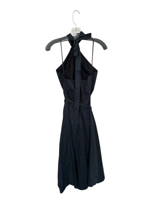 Staud Size L Black Cotton Halter Tie Neck Belt Buckle Detail Dress Black / L
