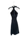Staud Size L Black Cotton Halter Tie Neck Belt Buckle Detail Dress Black / L