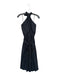 Staud Size L Black Cotton Halter Tie Neck Belt Buckle Detail Dress Black / L