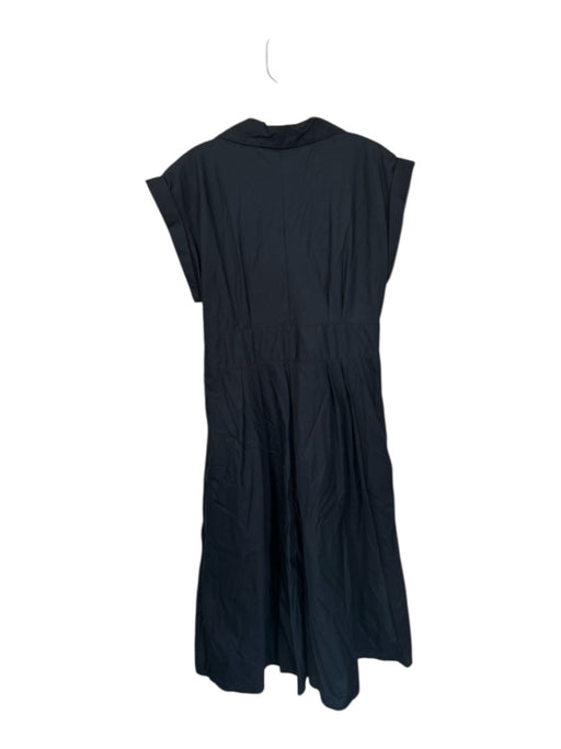 Banana Republic Size 10 Black Cotton Collar Cap Sleeve Stitch Detail Maxi Dress Black / 10
