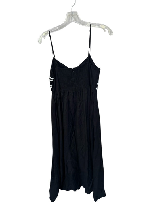 Strut & Bolt Size L Black & White Viscose & Linen Spaghetti Strap Back Zip Dress Black & White / L