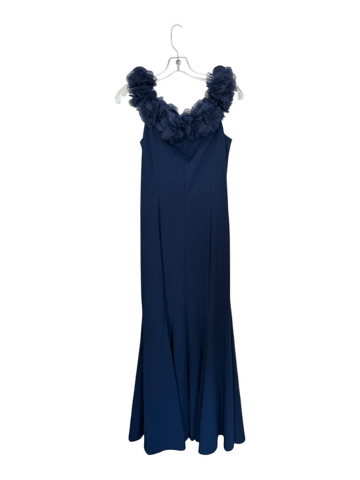 Alex Evenings Size 12 Navy Polyester Off Shoulder Flowers Built In Bra Gown Navy / 12