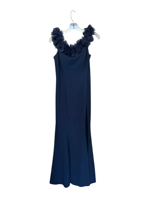 Alex Evenings Size 12 Navy Polyester Off Shoulder Flowers Built In Bra Gown Navy / 12