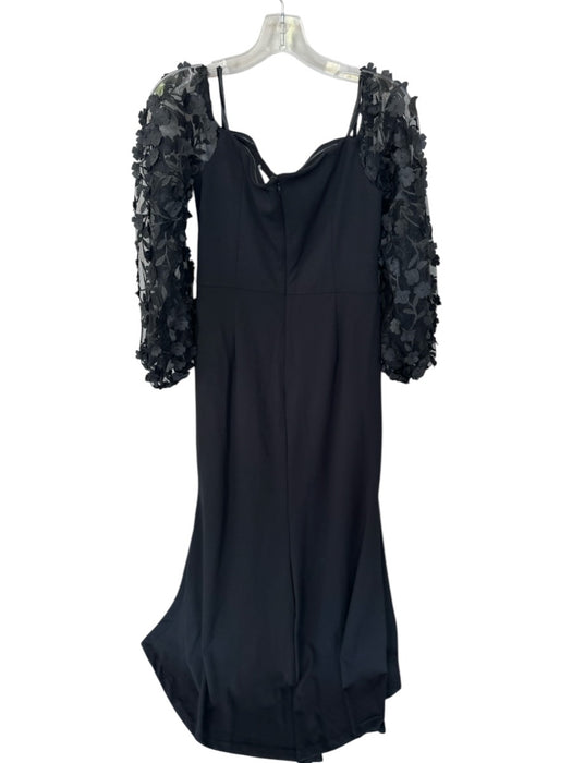 Eliza J Size 12 Black Polyester Off Shoulder Long Sleeves Built In Bra Gown Black / 12