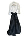 Teri Jon Size 12 Black & White Polyester Button Down Color Block Lined Dress Black & White / 12