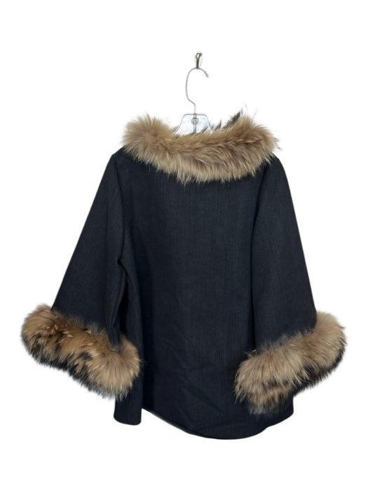 David Jeffery Size S/M Dark Brown & Tan Cotton Blend Fur Accent Denim Jacket Dark Brown & Tan / S/M