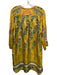 Johnny Was Size L Yellow & Blue Silk Half Button Down Floral Dress Yellow & Blue / L