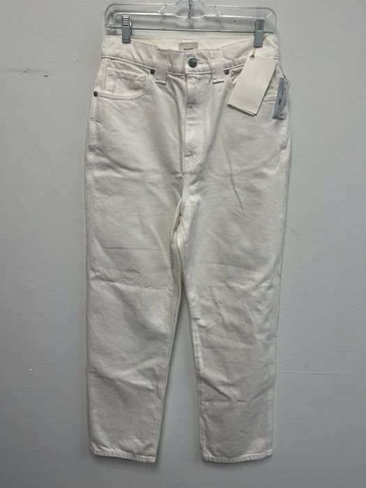 Khaite Size 30 White Cotton Wide Leg Zip Fly Jeans