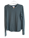 Evereve Size L Green Cotton Crew Neck Long Sleeve Horizontal Stripe Top Green / L