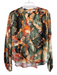 Sofia Size XS/S Green & Multi Rayon & Viscose V Neck Long Sleeve Abstract Top Green & Multi / XS/S