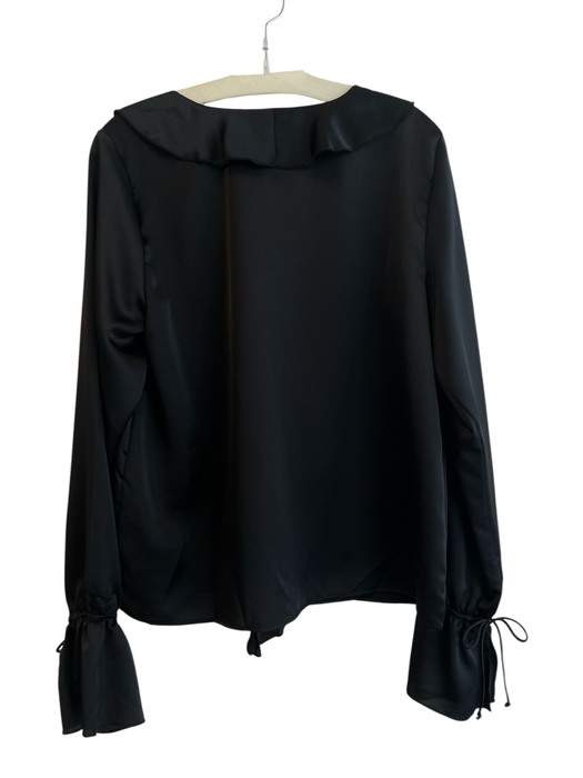 Show Me Your Mumu Size M Black Polyester V Neck Long Sleeve Ruffle Top Black / M