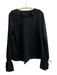 Show Me Your Mumu Size M Black Polyester V Neck Long Sleeve Ruffle Top Black / M