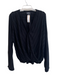 Maeve Size XL Black Polyester Blend V Neck Faux Wrap Snap Button Long Sleeve Top Black / XL