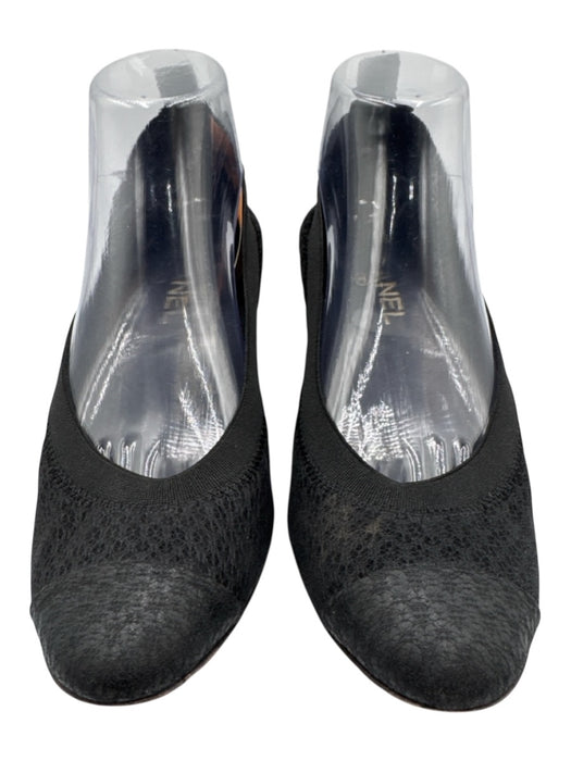 Chanel Shoe Size 40 Black Block Heel Canvas Slip On Shoes Black / 40