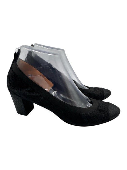 Chanel Shoe Size 40 Black Block Heel Canvas Slip On Shoes Black / 40