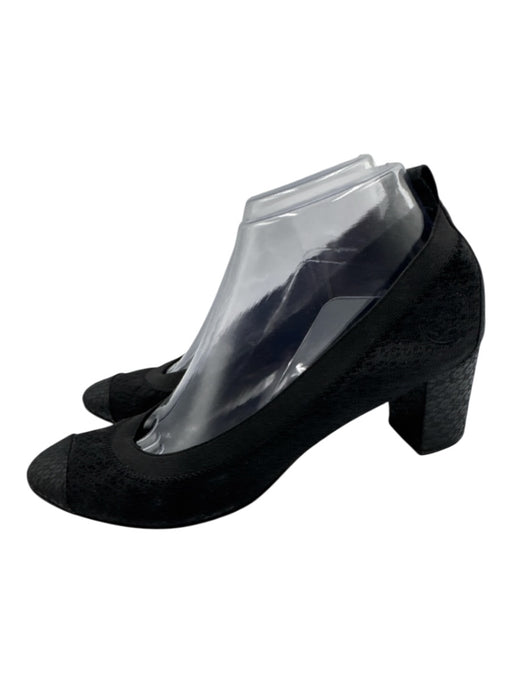 Chanel Shoe Size 40 Black Block Heel Canvas Slip On Shoes Black / 40