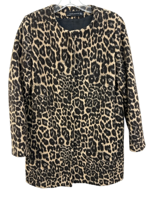 Zara Woman Size M Brown & Black Polyester & Wool Long Sleeve Zip Up Jacket Brown & Black / M