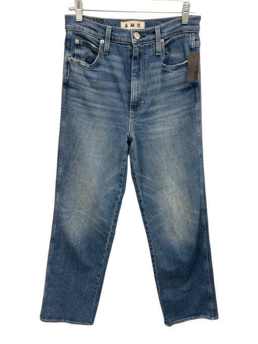 AMO Size 27 Medium Wash Cotton Denim High Rise Whiskering distressed Jeans Medium Wash / 27