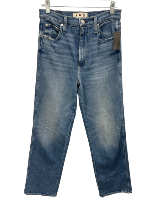 AMO Size 27 Medium Wash Cotton Denim High Rise Whiskering distressed Jeans Medium Wash / 27