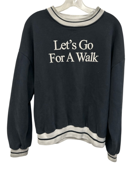 yllw Size Medium Navy Blue & Gray Cotton Blend Long Sleeve Graphic Sweater Navy Blue & Gray / Medium