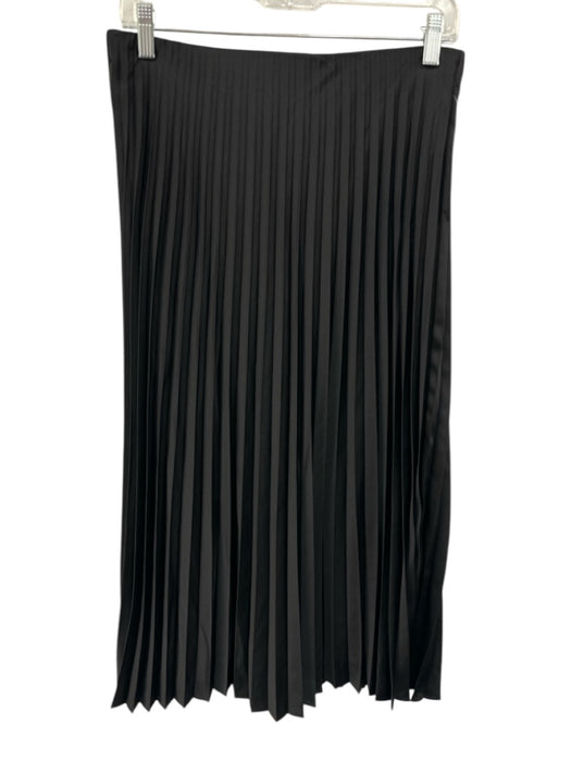 J Crew Size Small Black Polyester Elastic Waist Pleated Midi Skirt Black / Small